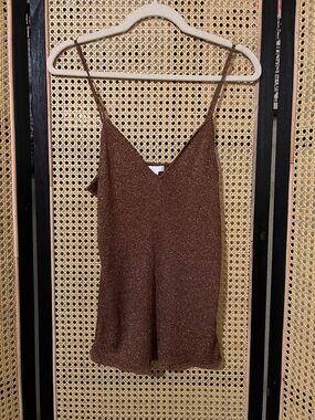 H&M Metallic Brown V-Neck Tank Top
